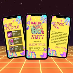 80s Party Invitation: Animated Neon Birthday Invite (DIY Editable Template)