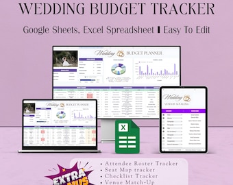 Wedding Budget Planner Spreadsheet, Google Sheets & Excel Editable Tracker