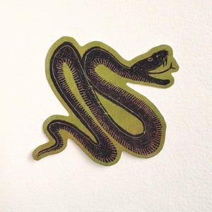 Snake Sticker, Medieval Woodcut Serpent Sticker