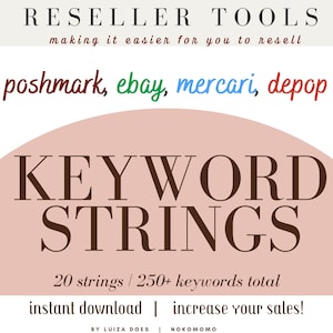 Keywords Strings Phrases for Clothing Reseller 2025, Women&#39;s Clothing Seller Tools, Poshmark Keywords List, eBay Seller, Mercari, Depop