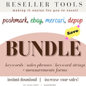 BUNDLE Keywords List, Sales Phrases, Forms for Resellers, Women&#39;s Clothing Seller, Poshmark, eBay Seller, Mercari, Depop Curtsy Online
