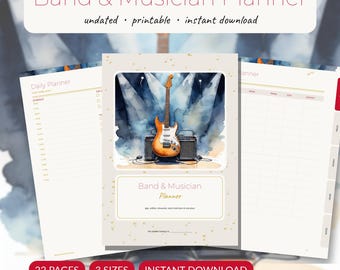 Band Planner Printable | Musician Gig Planner Setlist Rehearsal Log Merch Tour Budget | Undated A5 A4 Letter PDF
