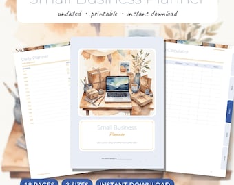 Planificador imprimible para pequeñas empresas / Rastreador de pedidos para vendedores de Etsy: inventario, precios e ingresos / PDF sin fecha (tamaños A5, A4 y Carta)