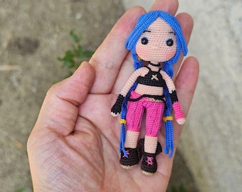 Miniatüre  Amigurumi Arcane Jinx,Game Character Plush