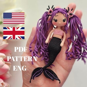 Mermaid Lila Pattern, little mermaid doll princess crochet toy