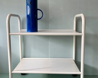 Servierwagen Beistelltisch Sideboard Regal weiß Metall postmodern 70s 80s vintage Bauhaus