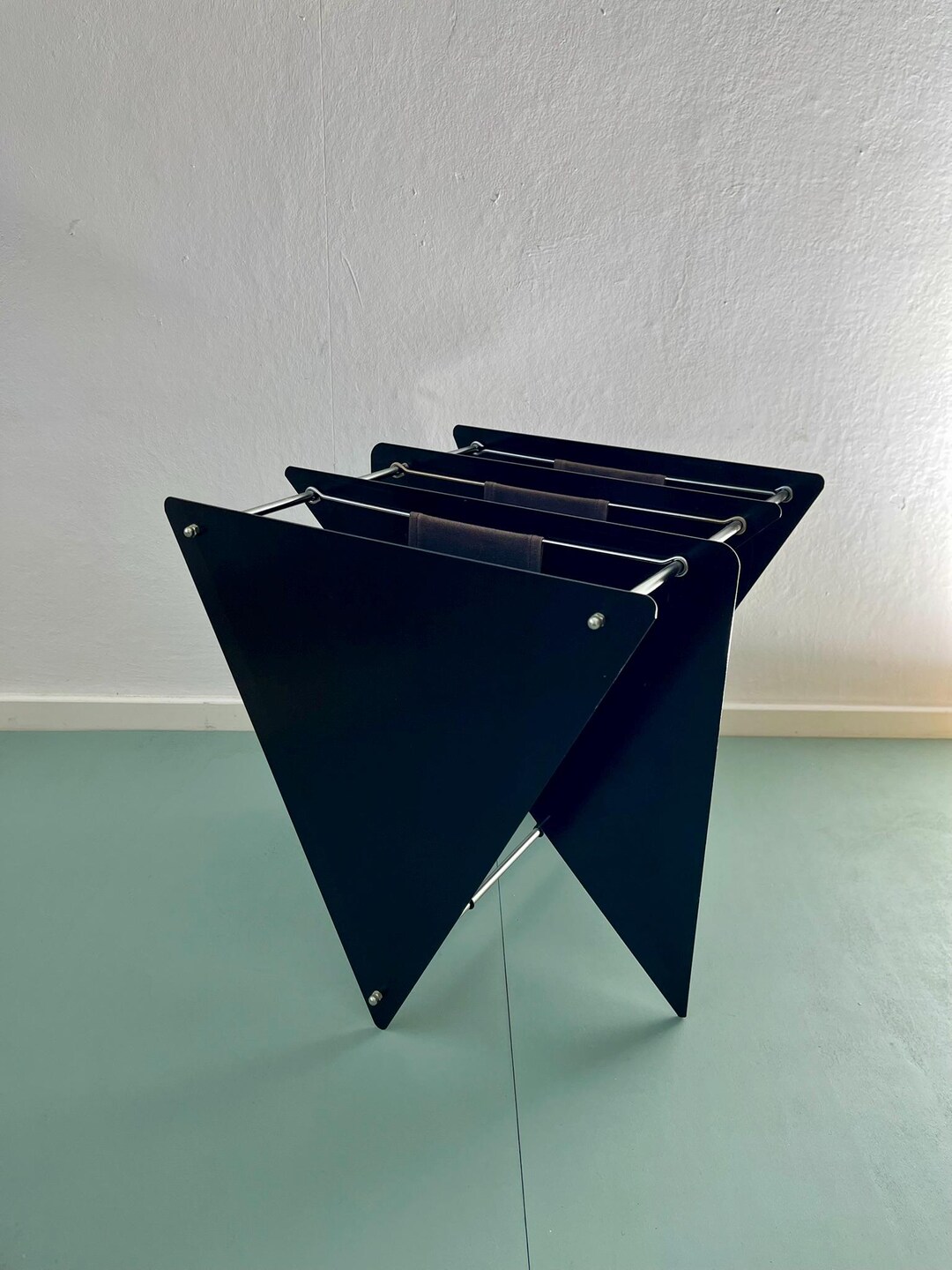 80s Postmodern Black Metal Magazine Rack, Italian Memphis Design - Etsy