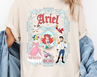 Oversized shirt Ariel - shirt prinses Ariel voor dames en meisjes – zeemeermin-T-shirt – bijpassend shirt voor familievakantie – comfortkleuren of Gildan