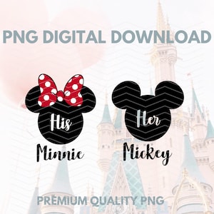 his Minnie and Her mi Mickey SVG/Disney couple digital download/ Disney Wifey and Husband PNG/ Disneyworld couple PNG/