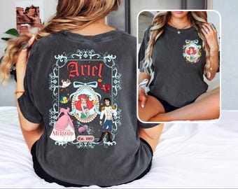 Oversized shirt Ariel - shirt prinses Ariel voor dames en meisjes – zeemeermin-T-shirt – bijpassend shirt voor familievakantie – comfortkleuren of Gildan