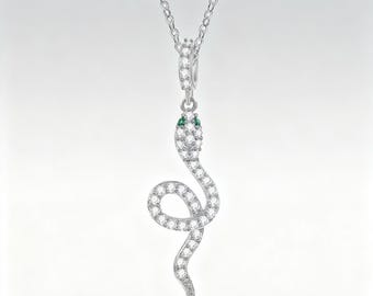 The Sparkling Serpent Necklace, Snake Pendant Necklace, Fashion necklace, Animal necklaces, Everyday Necklace,
