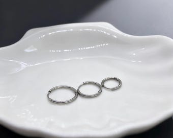 Minimalist Titanium Steel Huggie Hoops, Everyday Hypoallergenic Hoop Earrings, Modern Polished Titanium Steel Hoops