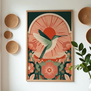 Hummingbird Folk Art Print: Boho Bird Illustration (Digital Download)