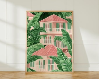 Pink Palm Tree Print: Tropical Beach House Wall Art (Digital Download)