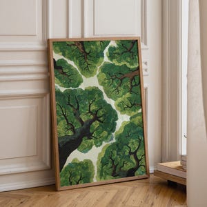 Print van een boslandschap, rustgevende natuurdecoratie voor aan de muur (digitale download) afbeelding 3