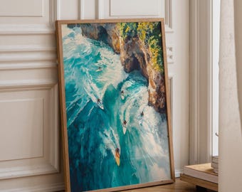 Lámina artística de surf, póster del océano (descarga digital)