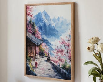 Kunst aan de muur kersenbloesem, sakuraprint, Japanse poster (digitale download)