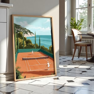 Tennis Poster, Tennis Wall Art, Green Poster, Tennis Court Print, Sports Prints, Retro Wall Art, Trendy Art Prints, Old Money Poster