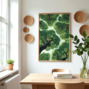 Wald Druck, Baum Poster, Wald Wandkunst, Grün Druck, Natur Digitaldruck, Botanische Wandkunst, Landschaftskunst, Salbeigrün Wandkunst