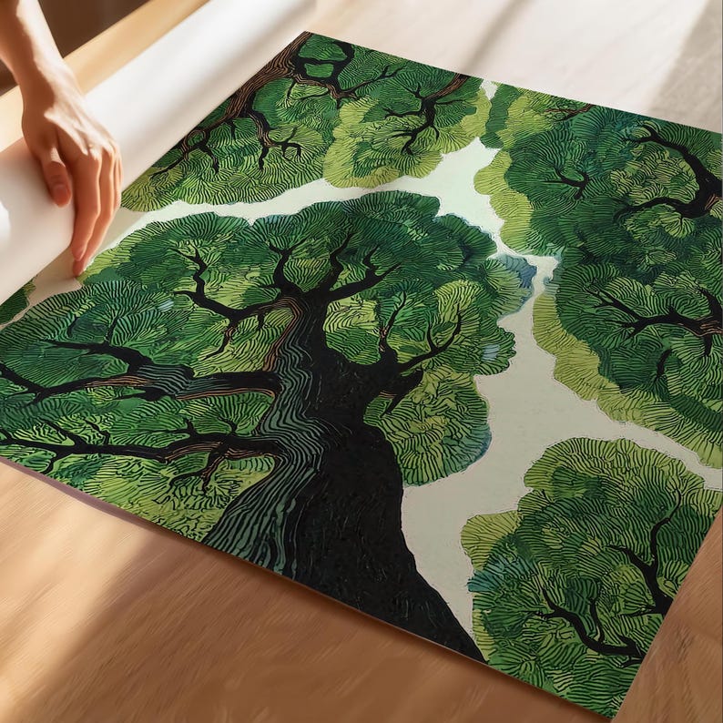 Print van een boslandschap, rustgevende natuurdecoratie voor aan de muur (digitale download) afbeelding 6