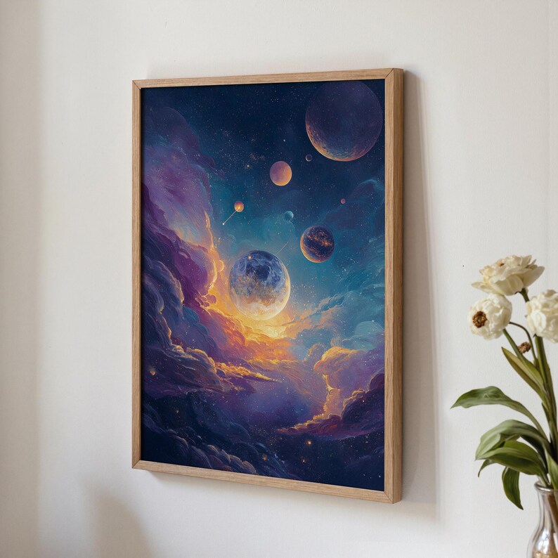 Galaxy Wall Art, Planet Print, Cosmos Artwork (Digital Download) image 3