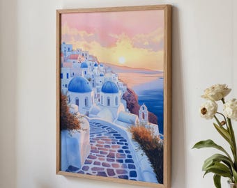 Mediterranean Print, Greek Poster, Santorini Wall Art (Digital Download)