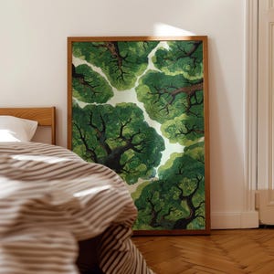 Print van een boslandschap, rustgevende natuurdecoratie voor aan de muur (digitale download) afbeelding 5