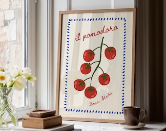Pomodoro Poster, Tomato Art Print, Italian Food Poster
