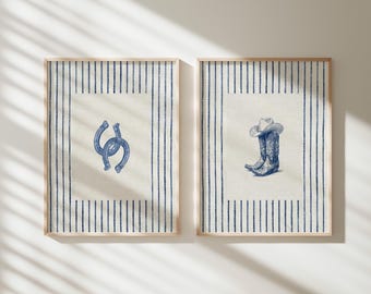 Cowgirl Print Set of 2, Girly Western Poster, Southern Wall Art (Digital Download)
