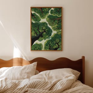 Print van een boslandschap, rustgevende natuurdecoratie voor aan de muur (digitale download) afbeelding 2