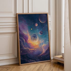 ギャラクシーウォールアート、惑星プリント、宇宙アートワーク（デジタルダウンロード）