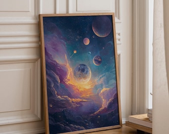 Galaxy Wall Art, Planet Print, Cosmos Artwork (Digital Download)