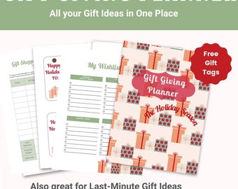 Christmas Gift Planner, various Idea Lists, Shopping List, Gift Tags (Printable)