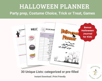 Halloween Planner: Party, Costume, Games, Trick or Treat (Printable)