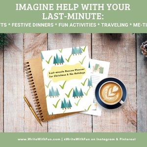 Lastminute-reddingsplanner voor kerst en feestdagen. Last-minute cadeaus, potluck-diner, ideeën voor de lol + me-time. Praktische lijsten.