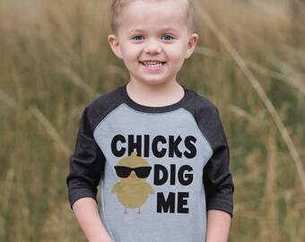 Items similar to All the Chicks Dig Me Tee/Boys Easter Tee/Easter Shirt ...