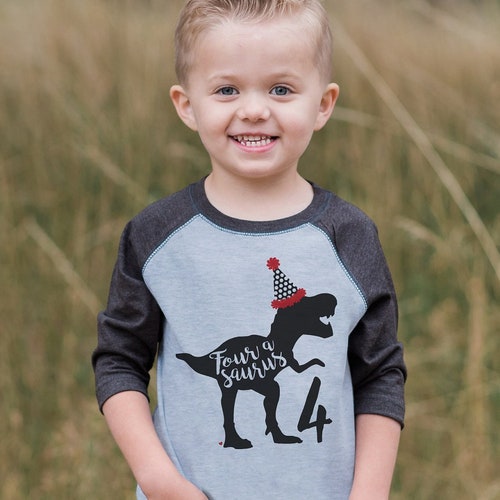 Dino Four Shirt Custom Dinosaur Birthday Shirt 4th - Etsy