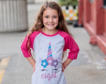 7 ate 9 Apparel Girls Winter Unicorn T-Shirt