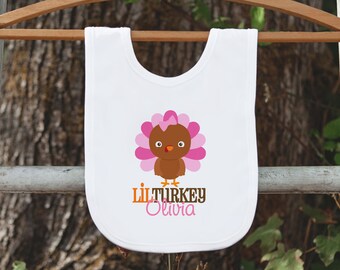 baby/'s first thanksgiving bib adorable my first turkey day baby bib for boy or a girl SNLF-033