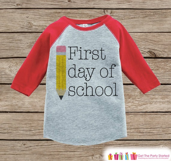 Childrens Back to School Outfit - Kids 1st Day of School Shirt - Red Raglan Tee - My First Day of School Top - Kids Back to School T-shirt Il_570xn