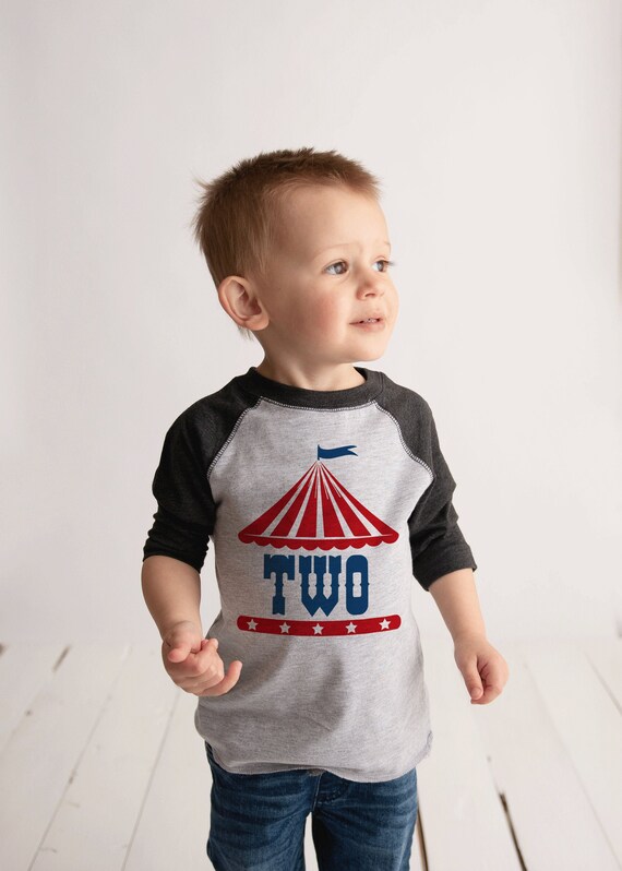 Kids Circus Shirt - Two Birthday Carnival Outfit - Boy or Girls 2nd Birthday - Matching Family Circus Shirts for Baby, Toddler, Youth - Grey Il_570xn