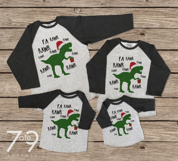 FA Rawr Rawr T Rex Dinosaur Christmas Baby Bodysuits Baby Shirt Matching Shirt