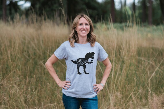 Women's Dinosaur Shirt - Coffeesaurus Dino Grey T-shirt - Ladies Dinosaur Shirt - Coffee Dinosaur Shirt - Dinosaur Gift Idea for Her Il_570xn