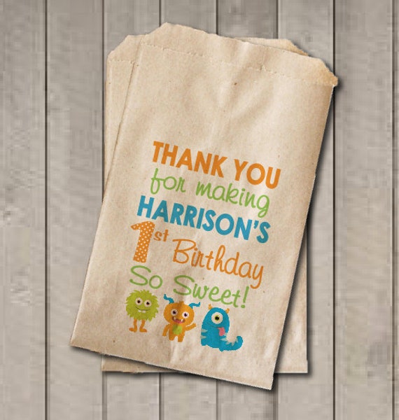 Kids Monster Birthday Favor Bags, Little Monster Candy Bags, First Birthday Favor, Birthday Candy Bags, Boy or Girl Birthday Candy Buffet Il_570xn