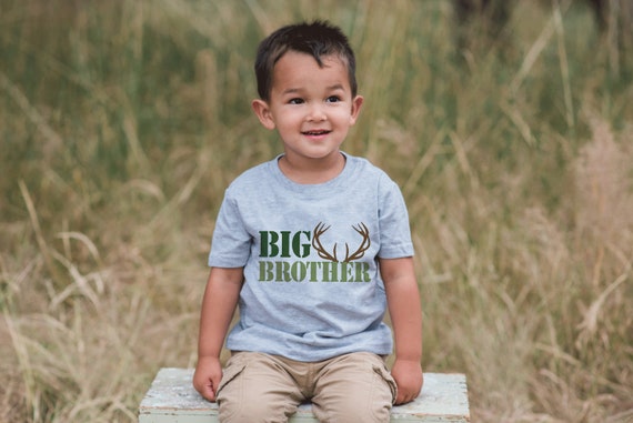 Big Brother Shirt - Hunting Big Bro Grey Onepiece or Tshirt - Baby, Toddler, Youth - Big/Little Brother Sibling Shirts - Kids Matching Shirt Il_570xn