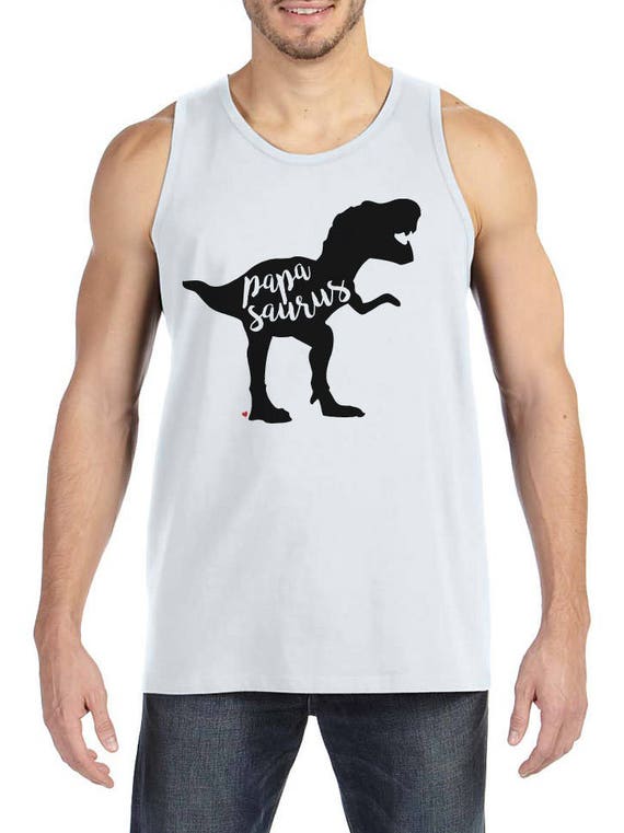 Papasaurus Shirt - Mens White Tank Top - Mens Tank - Dinosaur Tank - Dino Gift For Dad - Fathers Day Gift - Dad Shirt Gift Idea - Dadasaurus Il_570xn