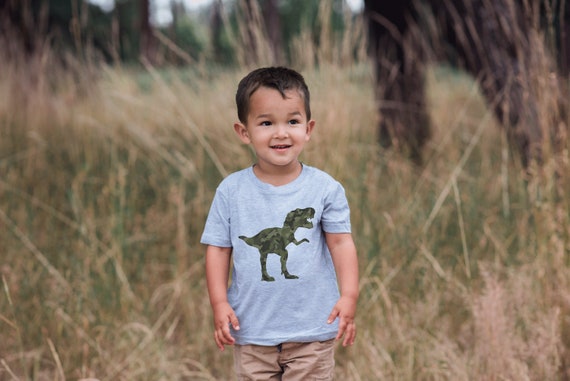 Camo Dinosaur Shirt - Kids Camouflage Dino Tshirt or Onepiece - Green Dino Shirt - Grey Dinosaur Tee - Boys Camo Shirt - Military Shirt Il_570xn
