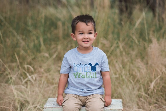 Boys Easter Shirt - Handsome Rabbit Grey Onepiece or Tshirt - Cute Kids Happy Easter Outfit - Boys Easter Egg Hunt Shirt Il_570xn