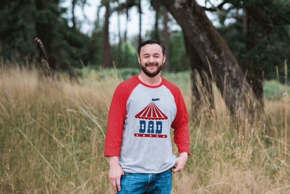 Dad Circus Shirt - Men's Carnival Top - Circus Tent Shirt - Matching Family Carnival Birthday Party Shirts - Carnival Party Red Raglan Tee Il_570xn