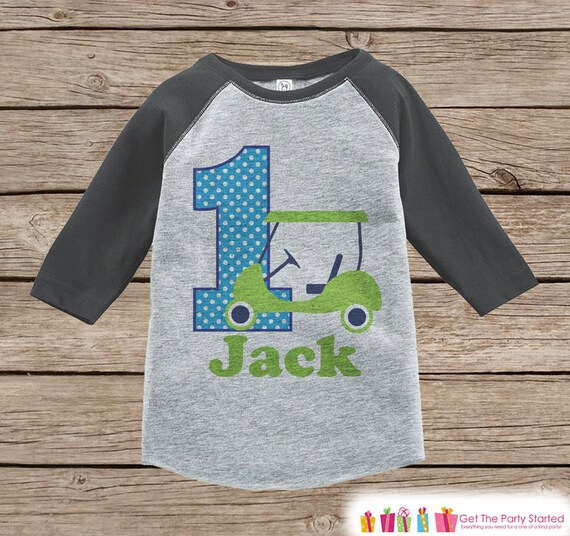 First Birthday Golf Outfit - Boys 1st Birthday T-shirt - Golf Grey Raglan Shirt - Boys 1st Birthday - Golf Birthday Raglan Tee Il_570xn